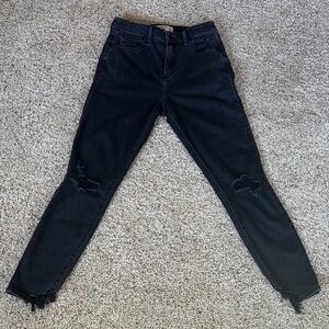 Abercrombie & Fitch Women's Black Ripped Skinny Jeans -curve love high rise